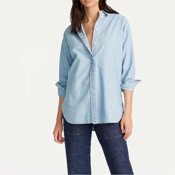J. Crew Relaxed-fit Chambray Shirt Size 6 - Picture 1 of 7